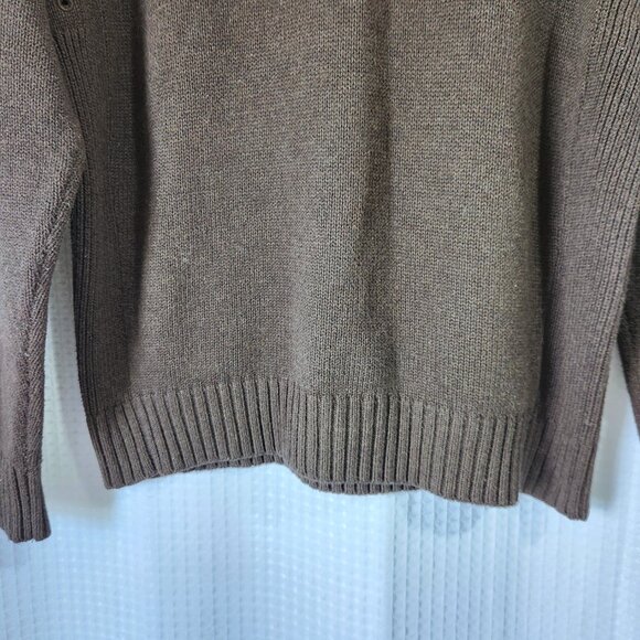 Tommy Hilfiger Sweater Size Medium Knit Brown 1/4 Zip Pullover Patched Elbows - Picture 2 of 10